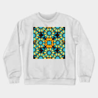 Boho Daisy Chain | Aqua with Yellow Daisies Crewneck Sweatshirt